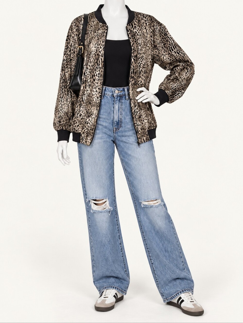 Kori Leopard Bomber Jacket Medium NWT Y2K Fall Streetwear Animal Print